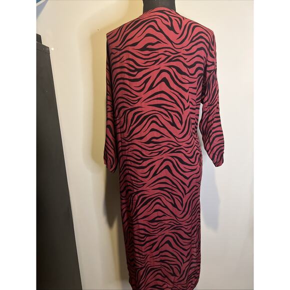 Loft Dark Red / Black Zebra Print Sheer Duster XS / S - Picture 4 of 6